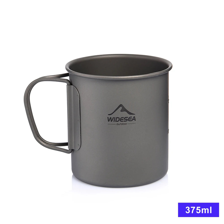 Gray mug with 'Widesea' logo on a white background