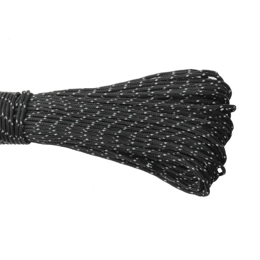 Black and white braided rope on a white background