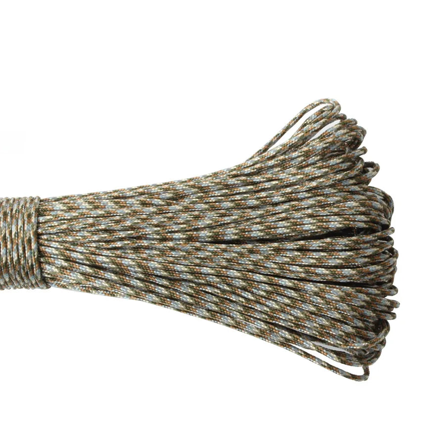 Coiled paracord on a white background