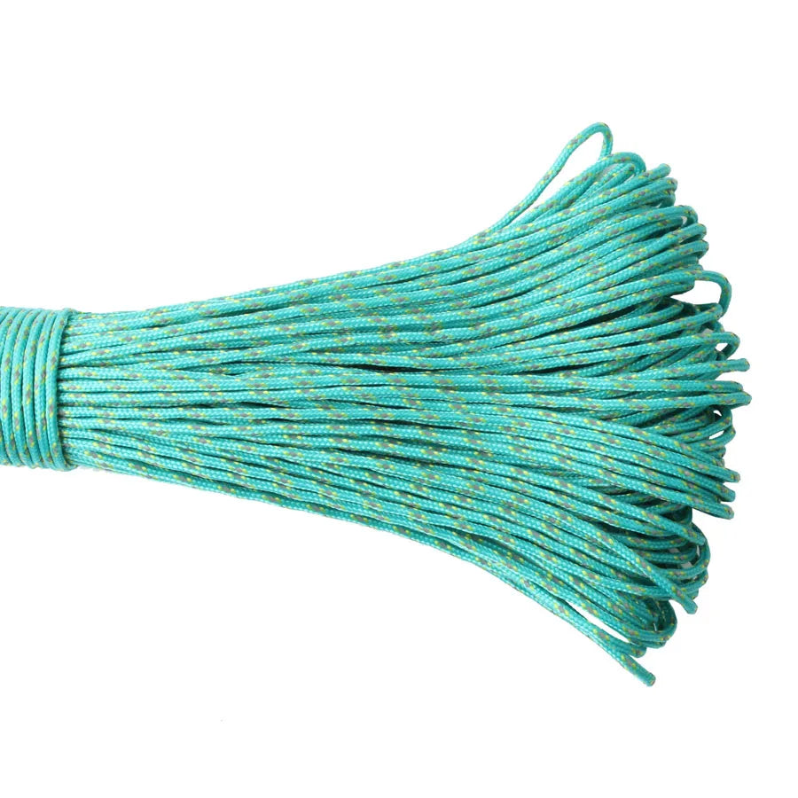 Turquoise paracord on a white background