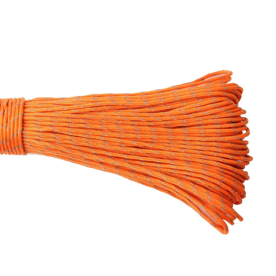Orange paracord on a white background