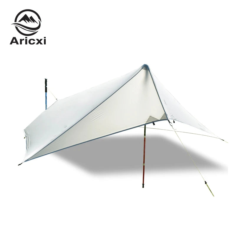 Camping tarp with Aricxi logo on a white background