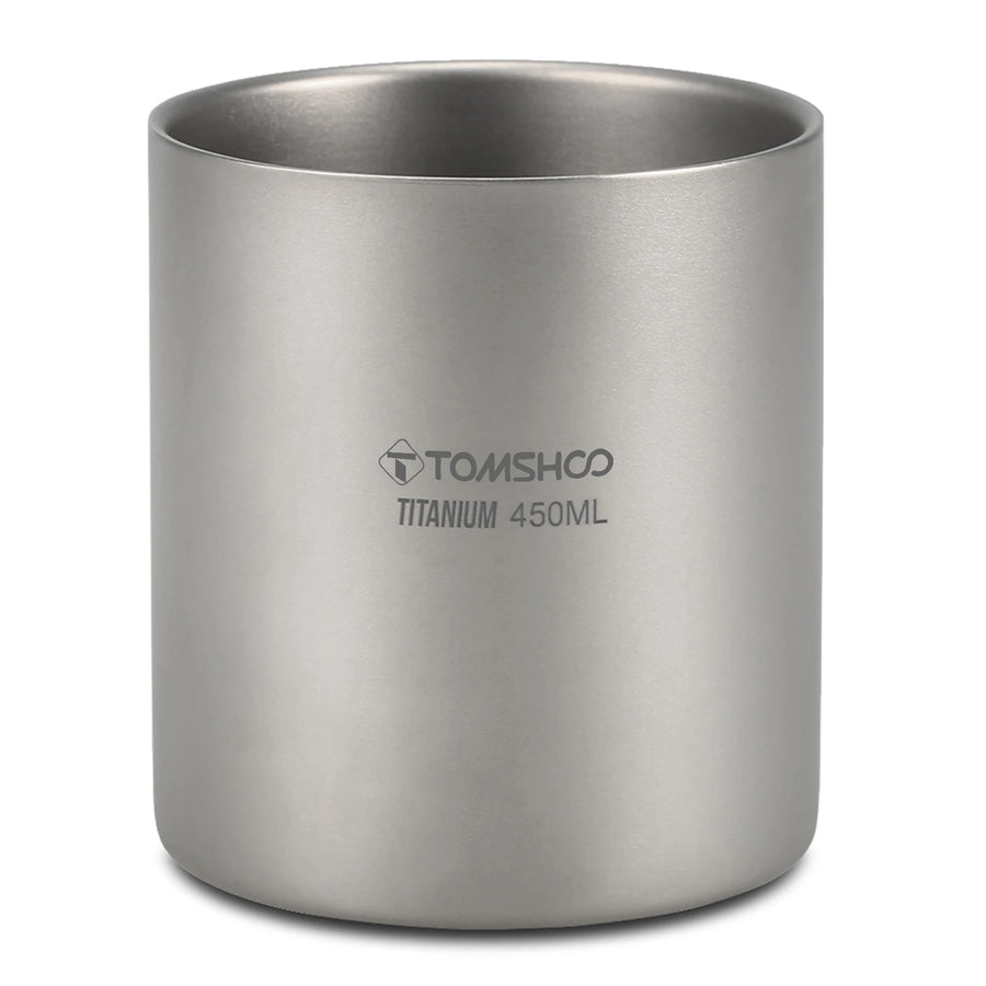 Titanium mug with 'TOMSHOO' branding on a white background