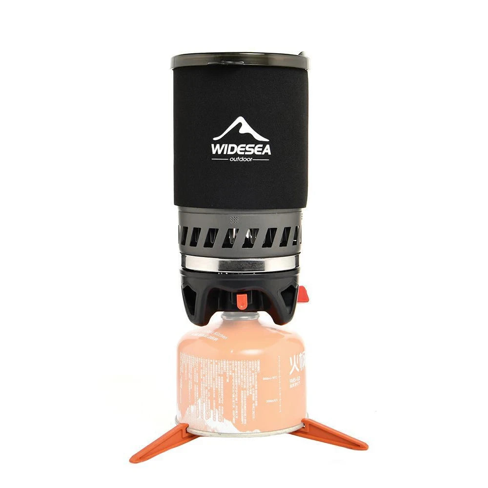 Widesea camping stove with black top and orange base on a white background