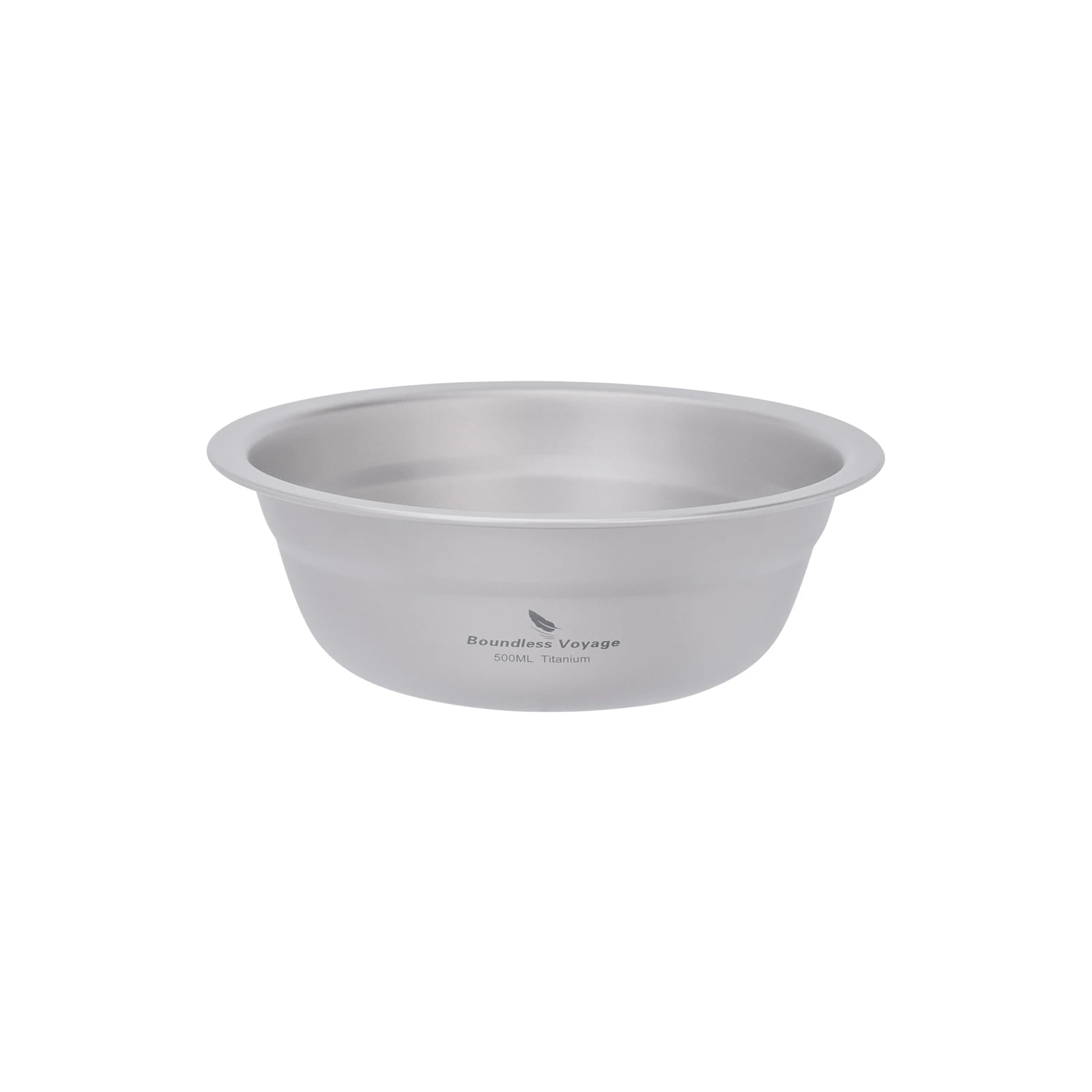 Gray bowl with 'Boundless Voyage' branding on a white background