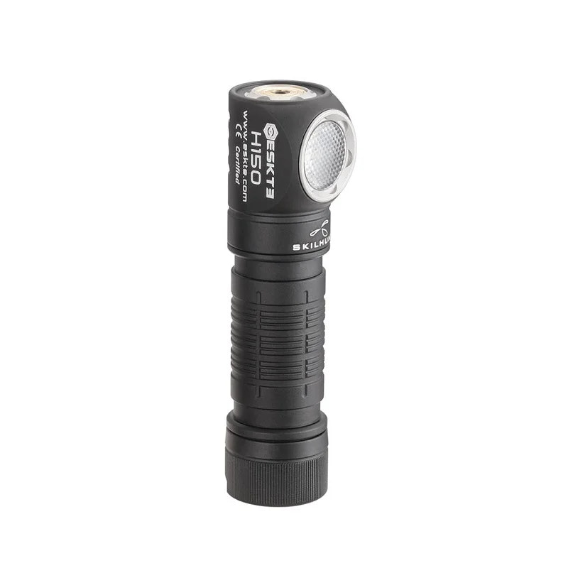 Black flashlight with brand logo on a white background