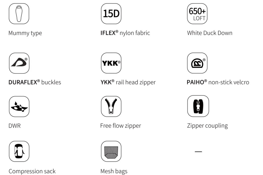 List of features with icons and text on a white background