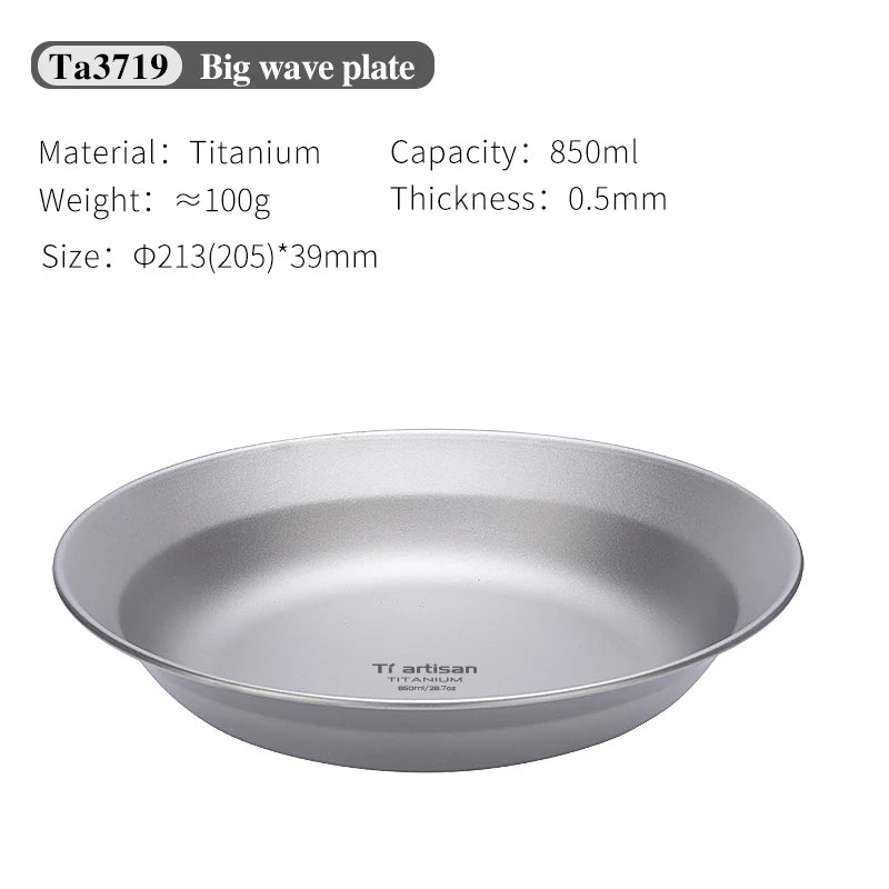 Titanium big wave plate with specifications on a white background