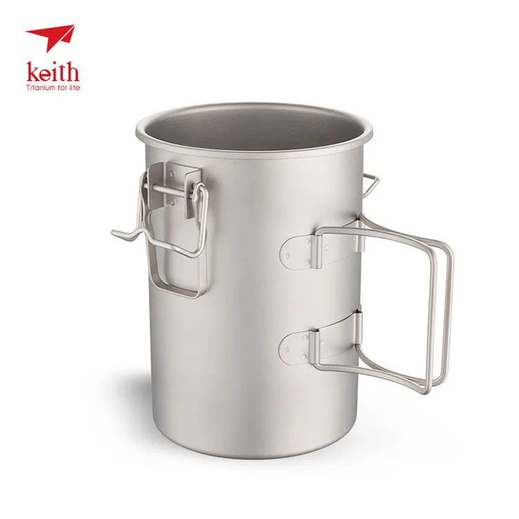 Titanium pot with handles on a white background, featuring the Keith brand.