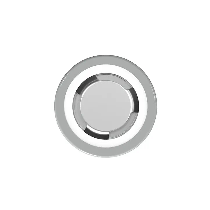Chrome circular object on a white background
