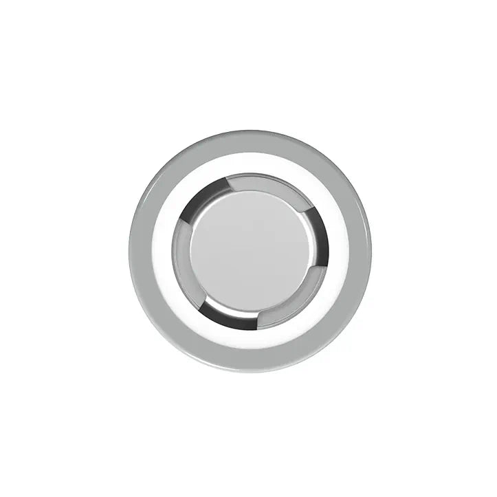 Chrome circular object on a white background