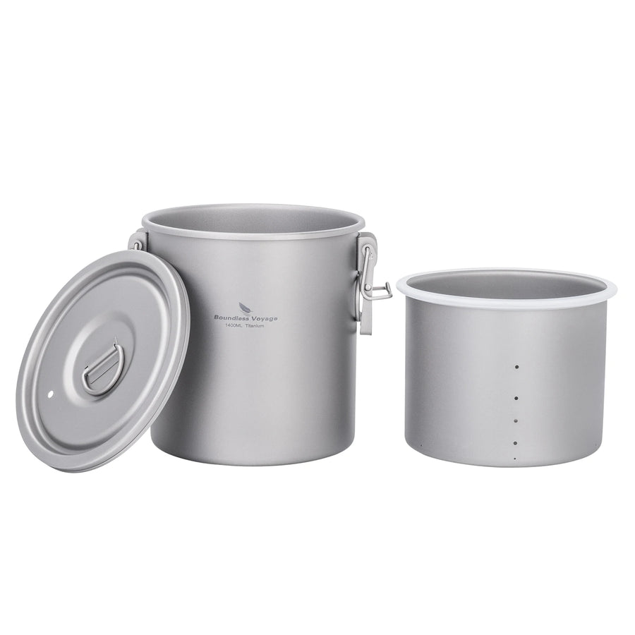 Two gray metal pots with a lid on a white background