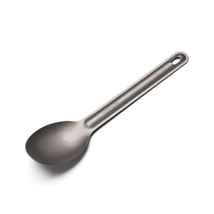 Gray spoon on a white background
