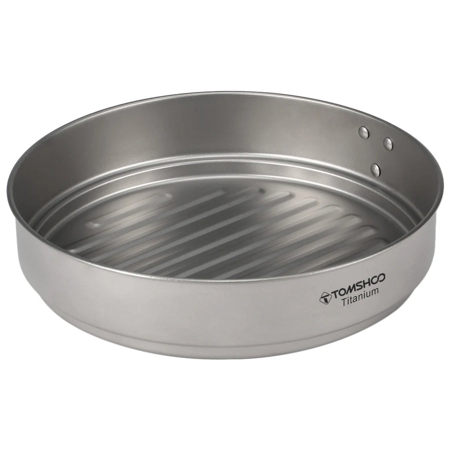 Titanium pan with 'Tomshoo Titanium' branding on a white background