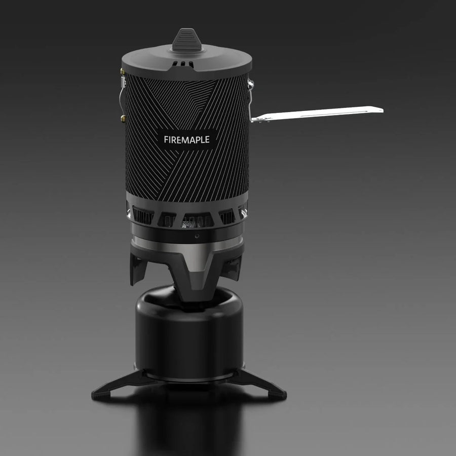 Black portable stove with 'Firemaple' branding on a dark background