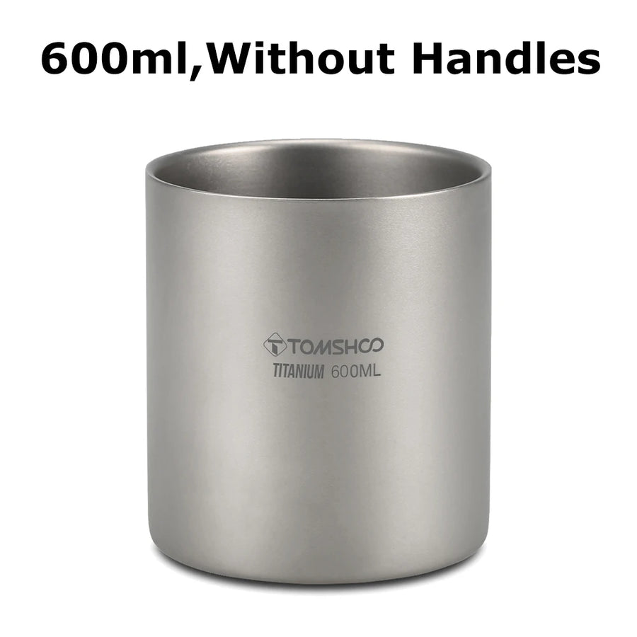 Titanium mug without handles on a white background