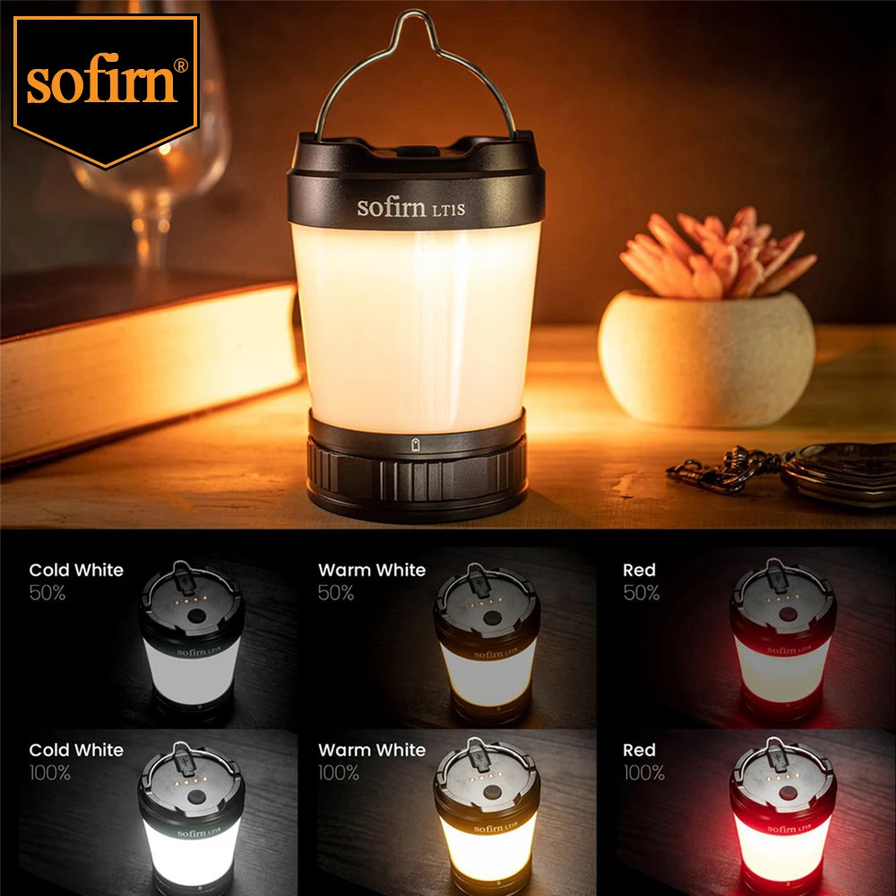 Sofirn LT1s lantern with color options on a wooden surface