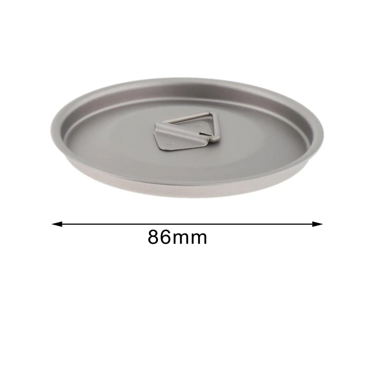 Gray metal lid with a central emblem and dimensions labeled '86mm' on a white background