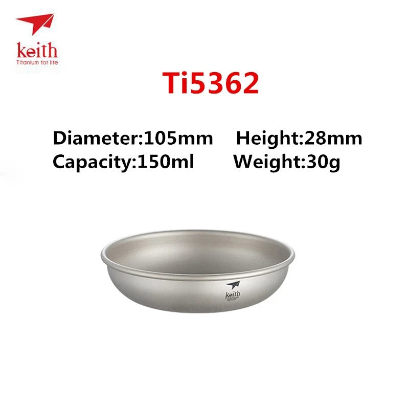 Titanium bowl with specifications on a white background, featuring the Keith brand.