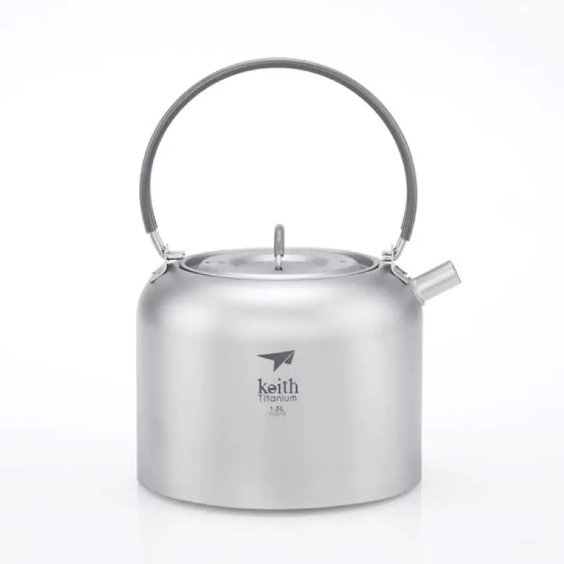 titanium kettle with handle on a white background, featuring the Keith Titanium logo.