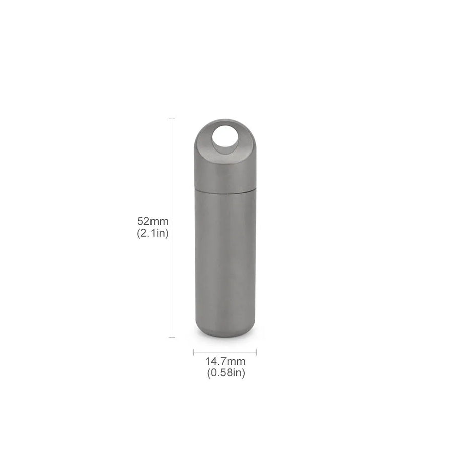 Silver cylindrical container with dimensions labeled on a white background