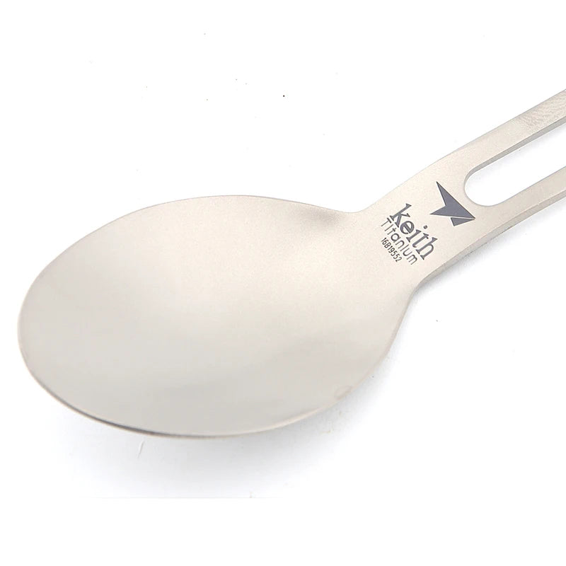 titanium spoon with 'Keith' branding on a white background