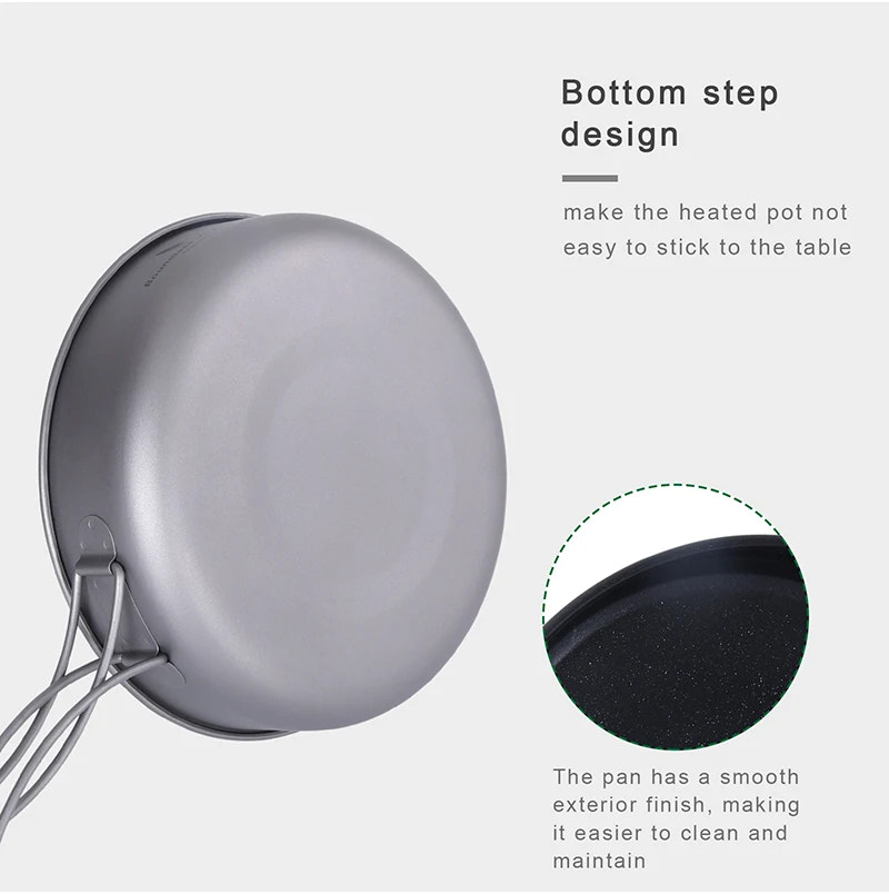 Titanium frying pan with bottom step design on a light gray background