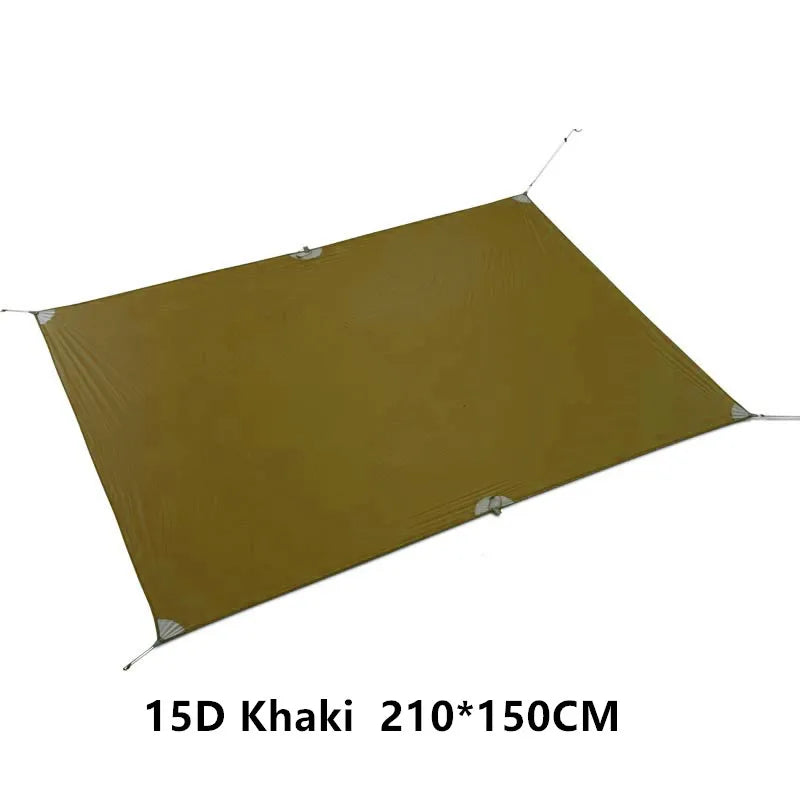 Khaki tarp with dimensions 15D Khaki 210*150CM on a white background