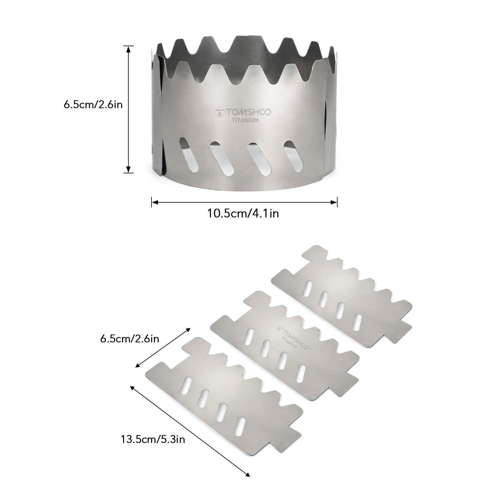 Metal fire ring with dimensions on a white background
