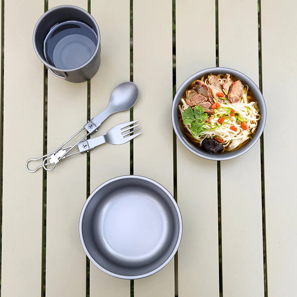 Tomshoo 400ml / 500ml Stackable Titanium Bowl