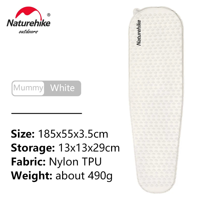 White sleeping pad with Naturehike branding on a white background