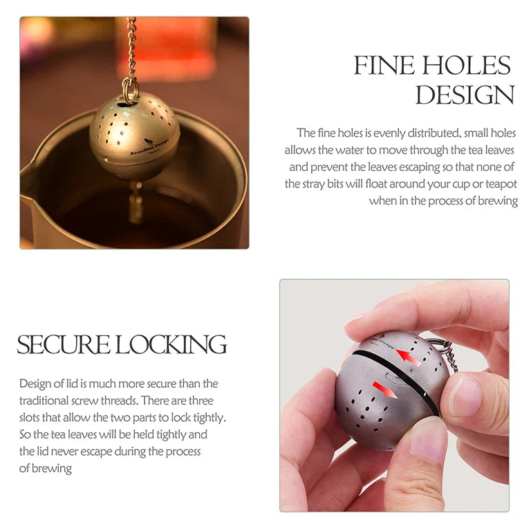 Tea infuser with text on secure locking and fine holes design