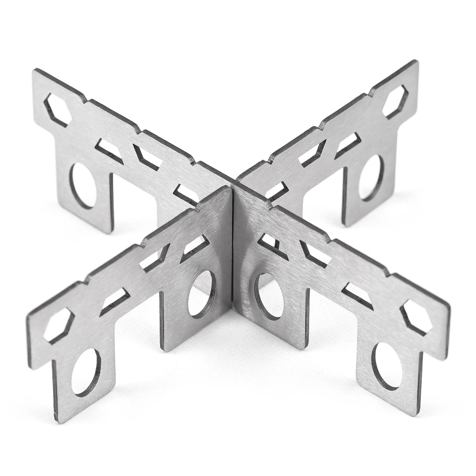 Metal corner brackets on a white background