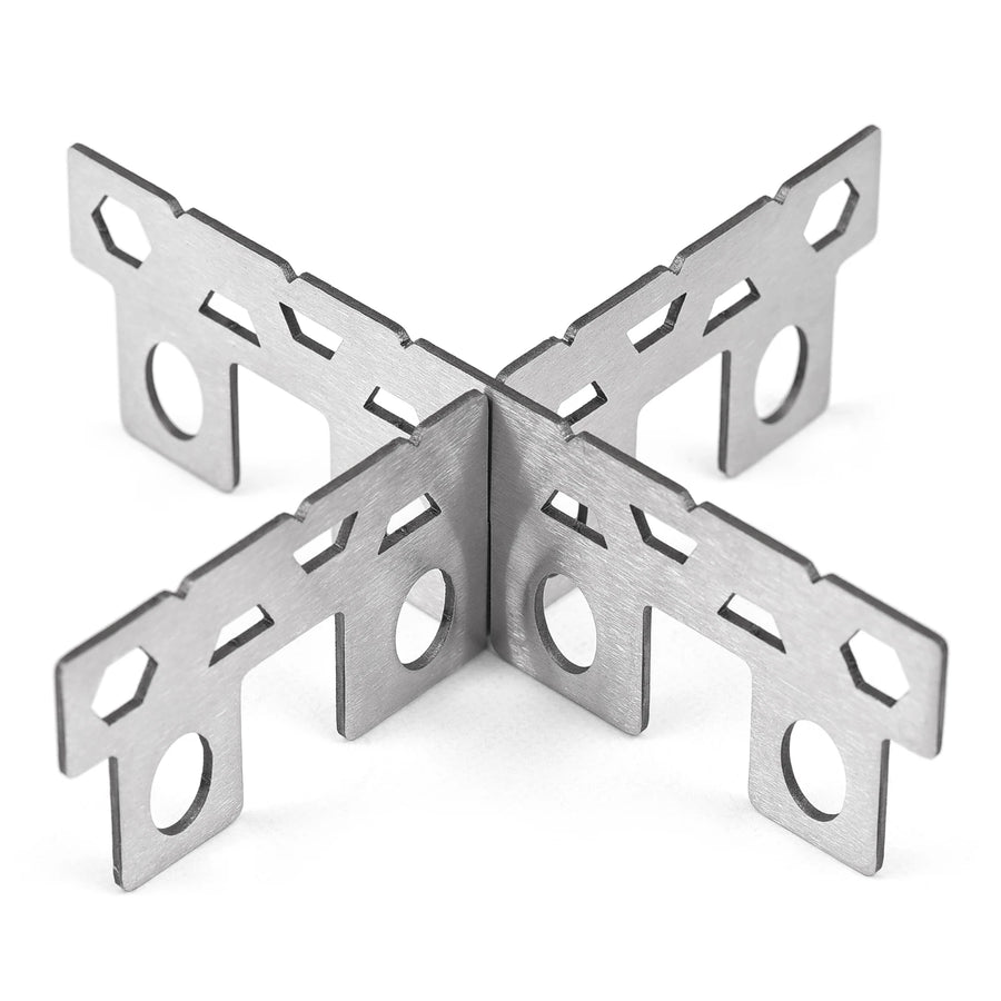 Metal corner brackets on a white background