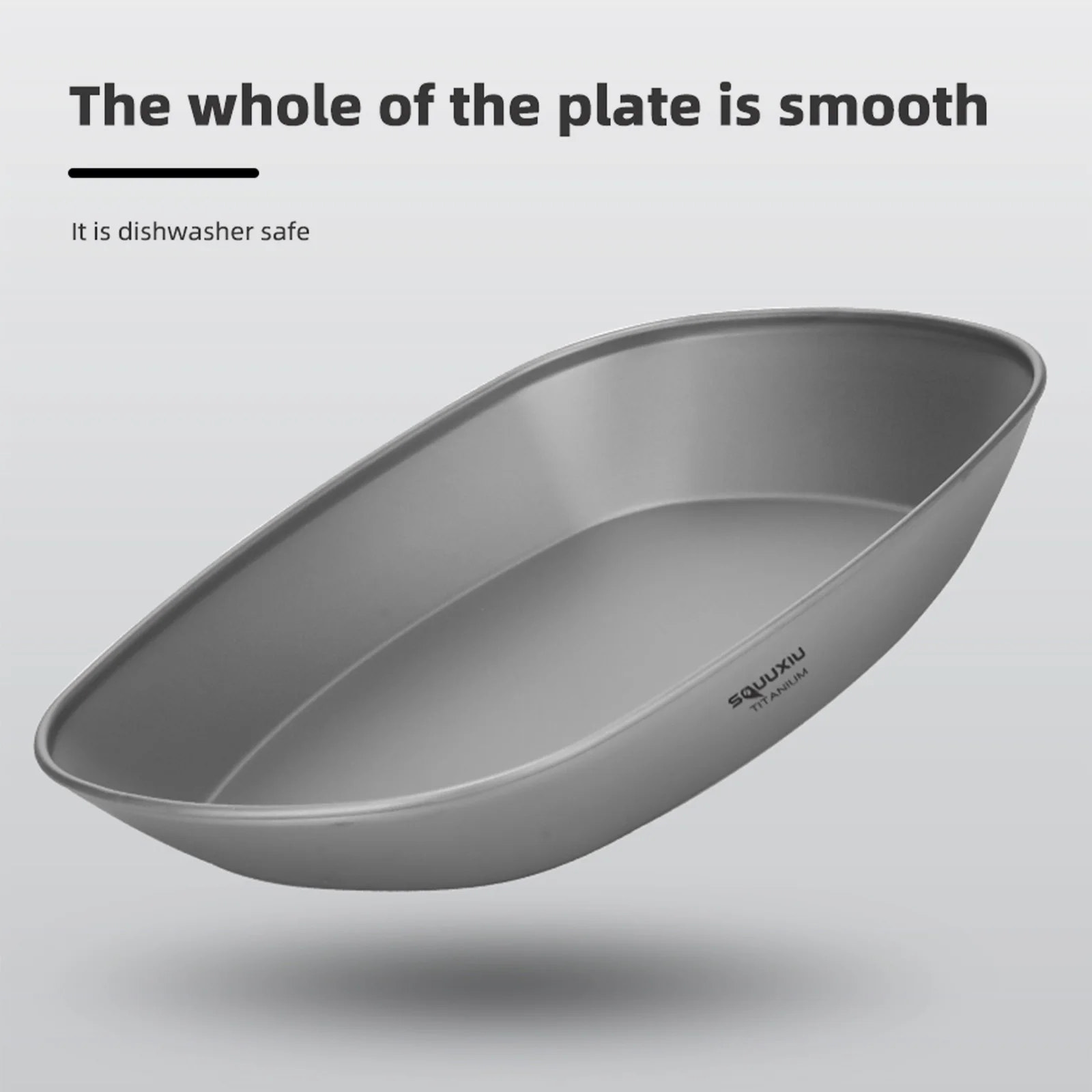 Gray plate with smooth surface on a light gray background