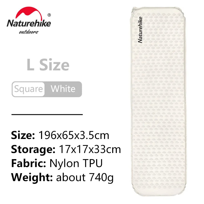 White square-shaped pouch with Naturehike branding and product details on a white background