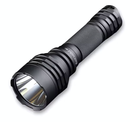 Black flashlight on a white background