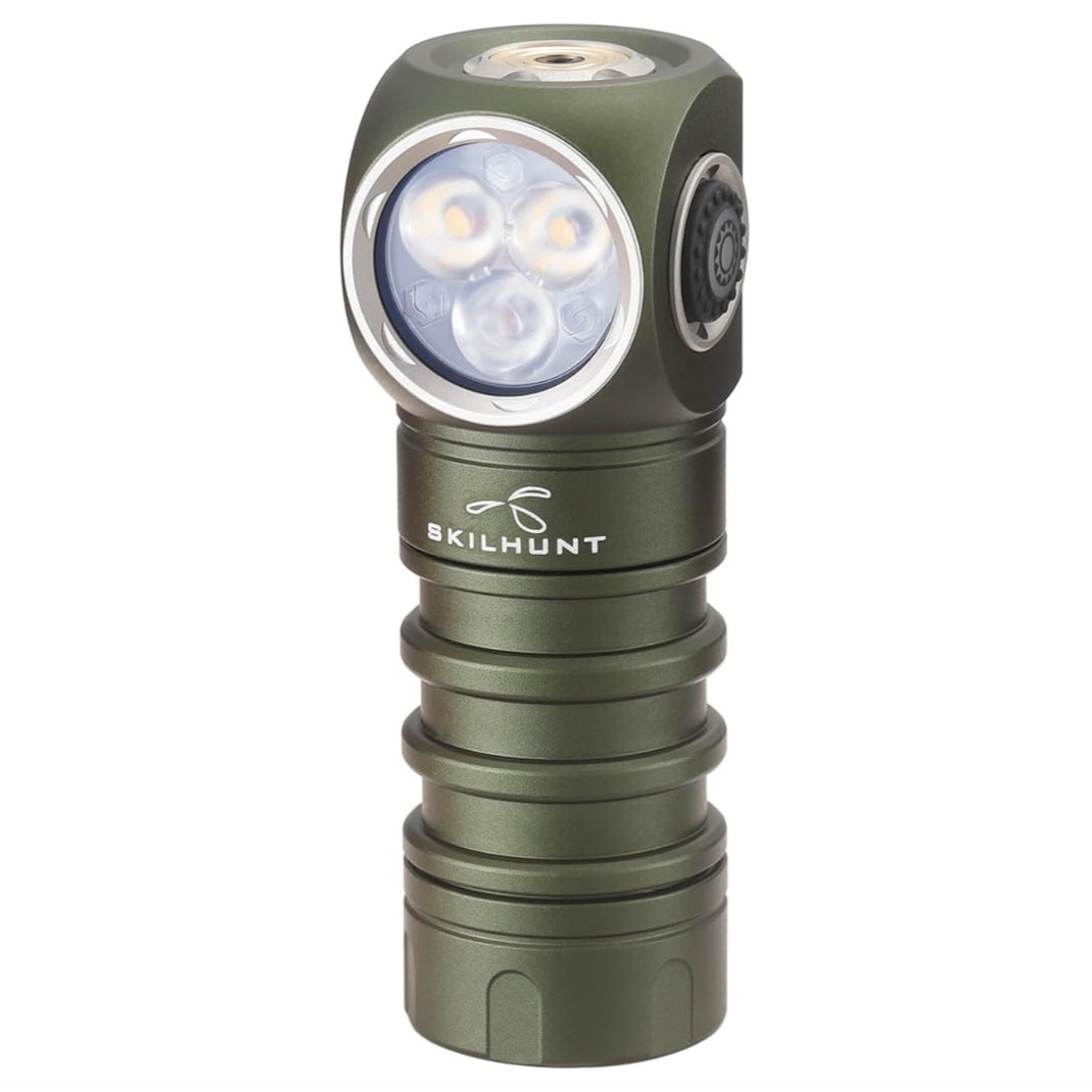 Green flashlight with Skilhunt logo on a white background
