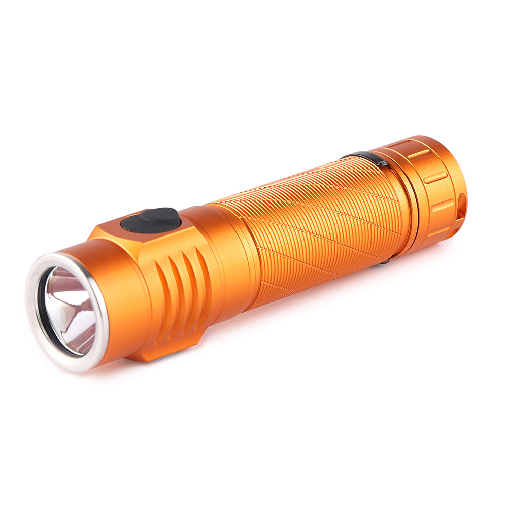 Orange flashlight on a white background