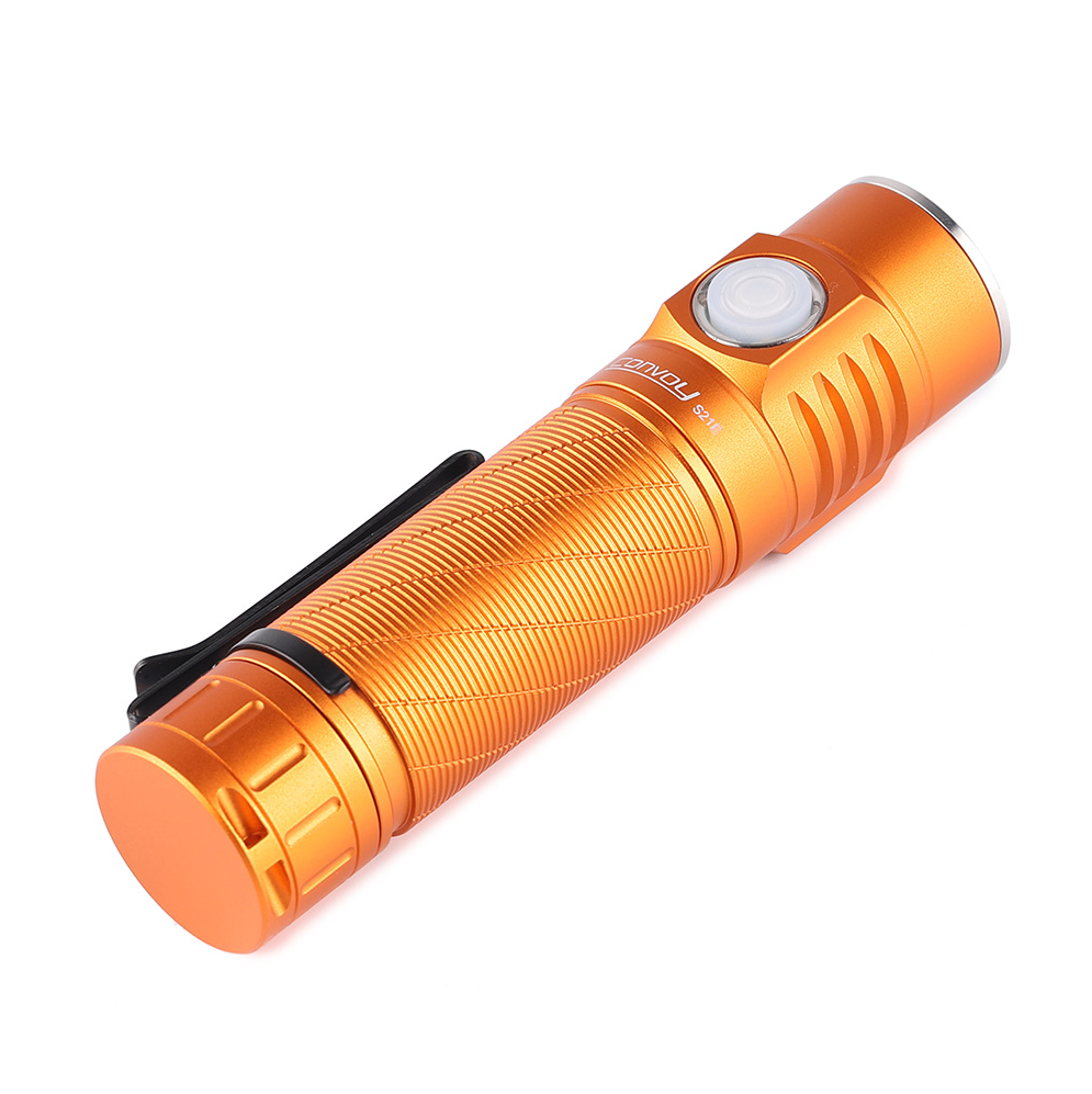Orange flashlight on a white background