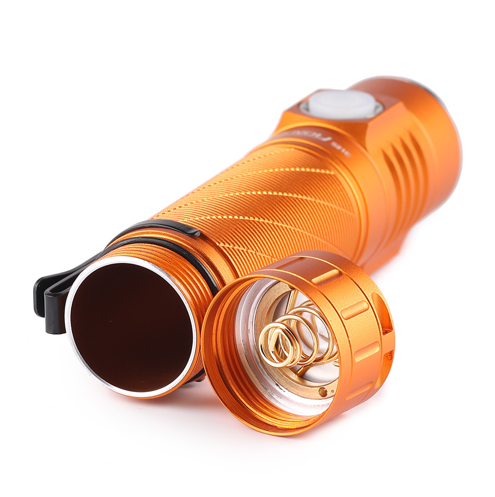 Orange flashlight on a white background