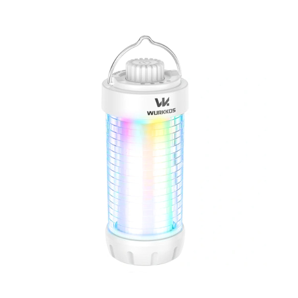 Wurkkos LED lamp with colorful light on a white background