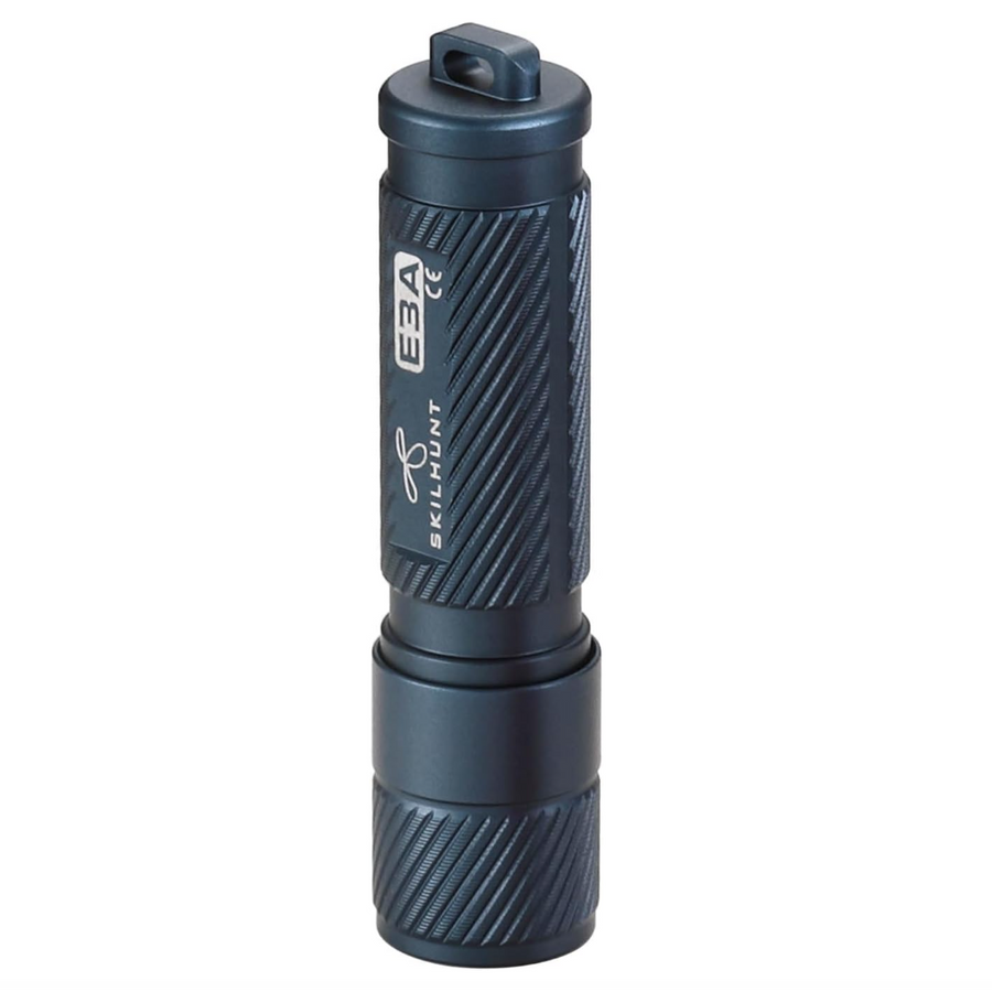 Black flashlight with 'E3A' branding on a white background