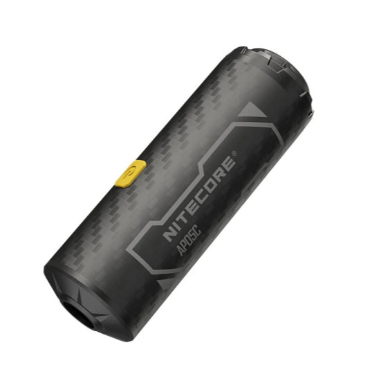 Nitecore AP05C air pump with a yellow button on a white background
