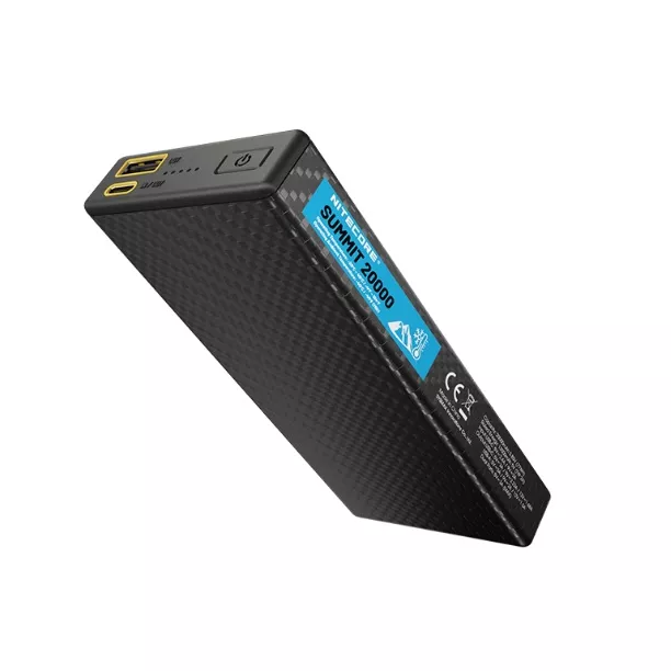 Black power bank with USB ports on a white background