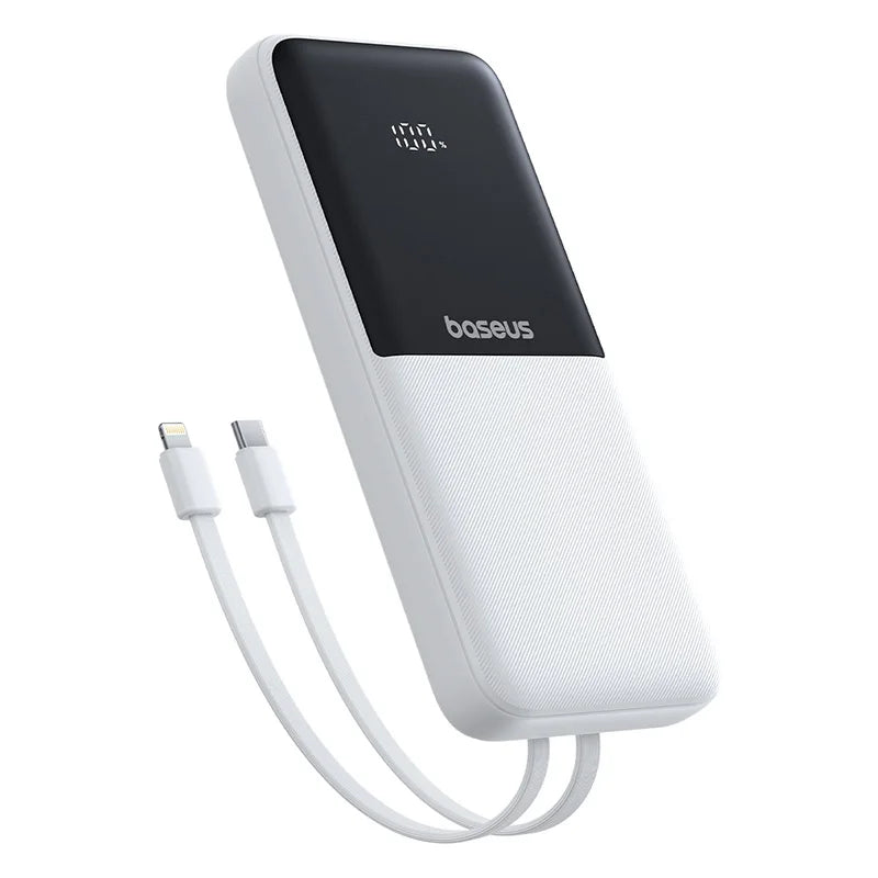 Baseus power bank with cable on a white background