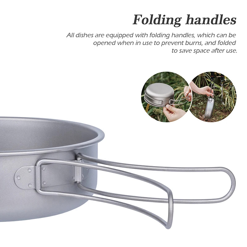Camping pot with folding handles on a white background