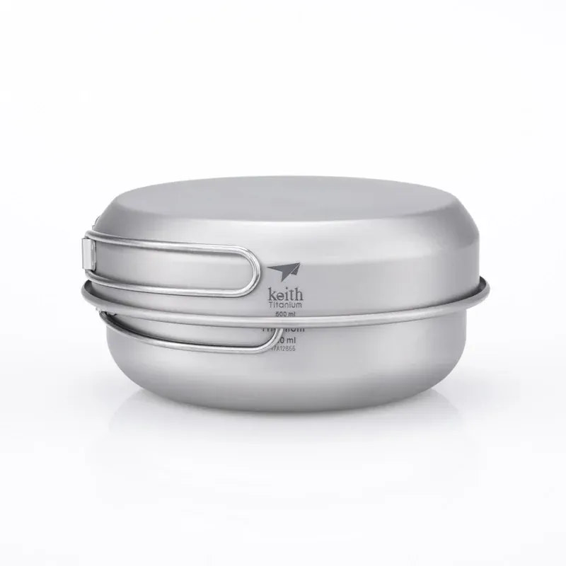 titanium food container with lid on a white background