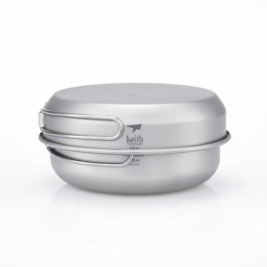 titanium food container with lid on a white background
