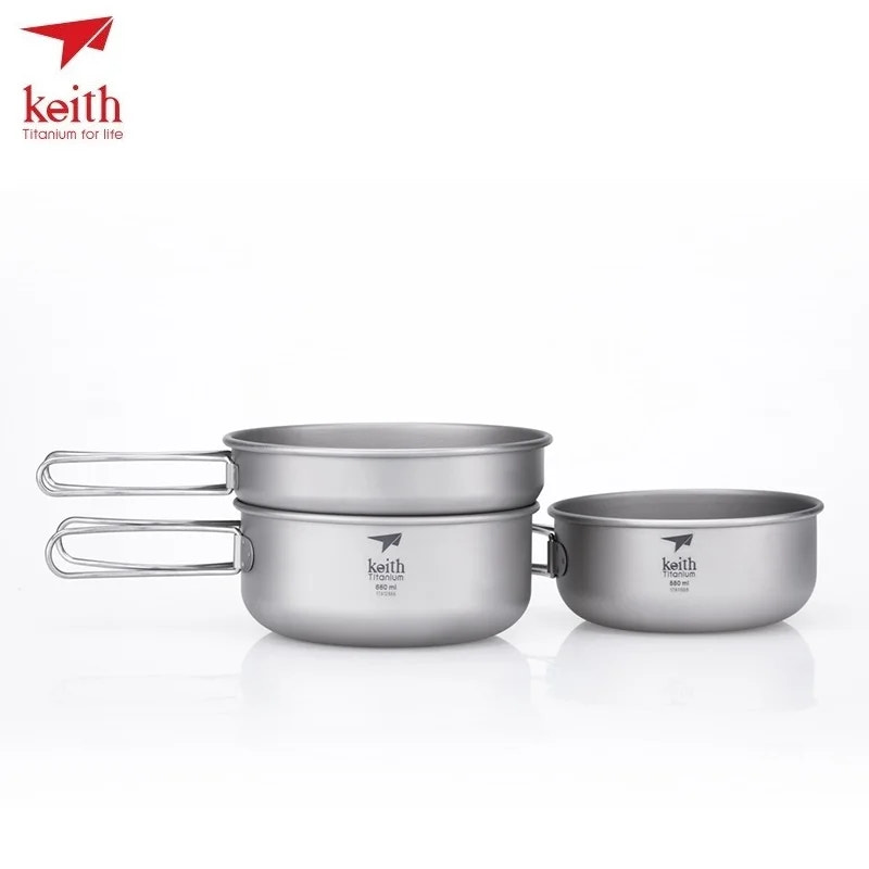 Set of Keith titanium cookware on a white background